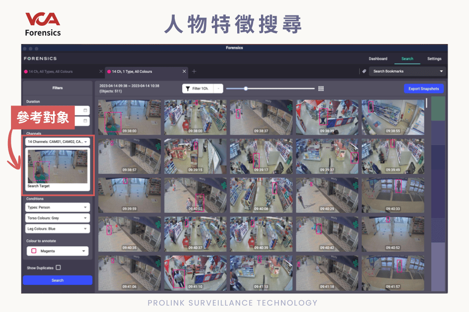 VCA人物特徵搜尋