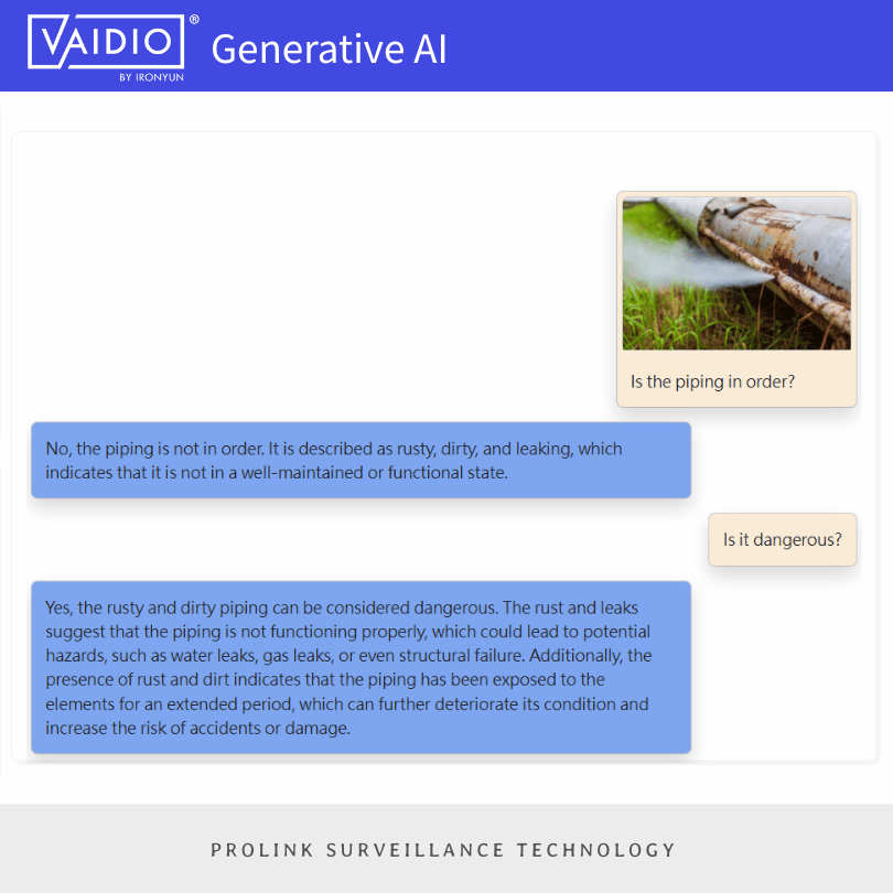 Vaidio GenAI 管線異常偵測，識別生鏽損壞與潛在危險